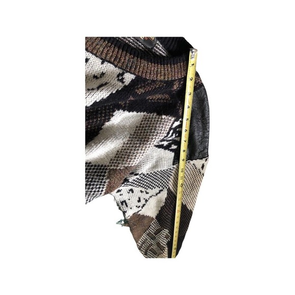 Vintage Uniform Code Geometric Knit Sweater Size S With Leather Patches - Picture 16 of 16